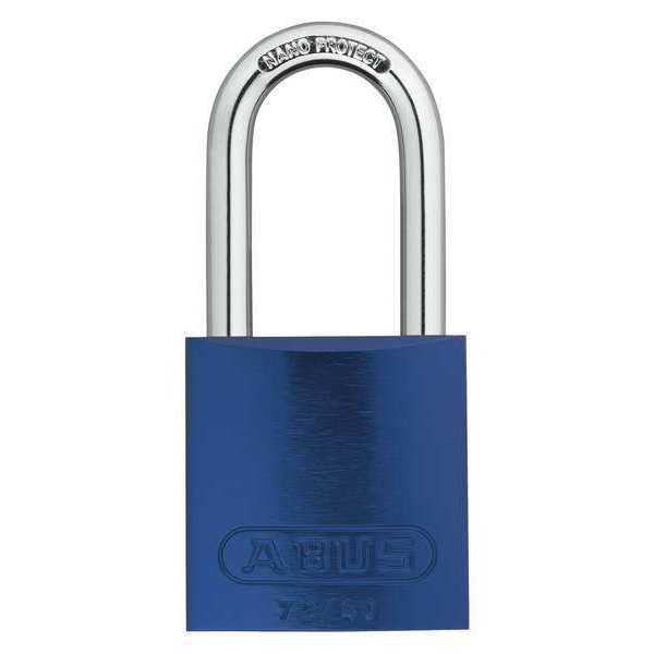 Keyed Padlock, Open, Rectangular Aluminum Body, Chrome Plated Hardened Steel Shackle, 3/4 in W
