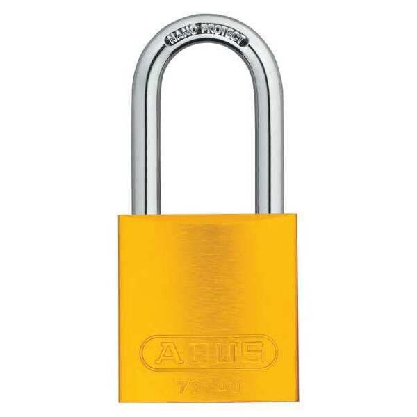 Keyed Padlock, Open, Rectangular Aluminum Body, Chrome Plated Hardened Steel Shackle, 3/4 in W