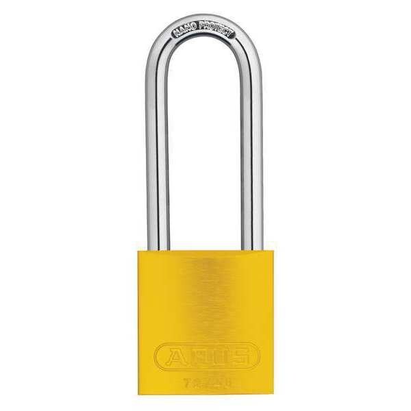 Keyed Padlock, Open, Rectangular Aluminum Body, Chrome Plated Hardened Steel Shackle, 3/4 in W