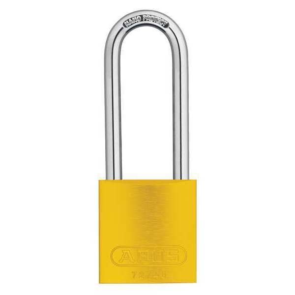 Keyed Padlock, Open, Rectangular Aluminum Body, Chrome Plated Hardened Steel Shackle, 13/16 in W