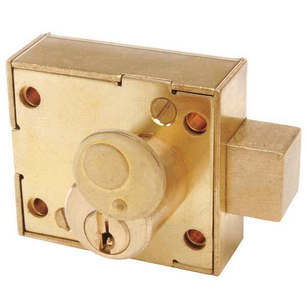 Enclosure Lock, Pin, Raw Brass, Lock Type: Dead Bolt