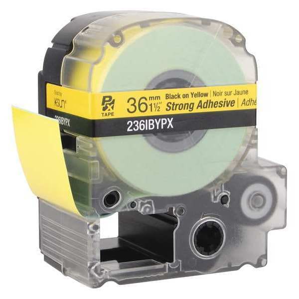 Strong Adhesive Label Cartridge, Black on Yellow, Labels/Roll: Continuous