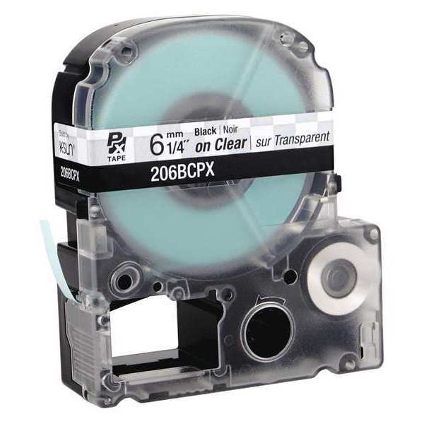 Cartridge Label, 1/4 in. W, Blk on Clear