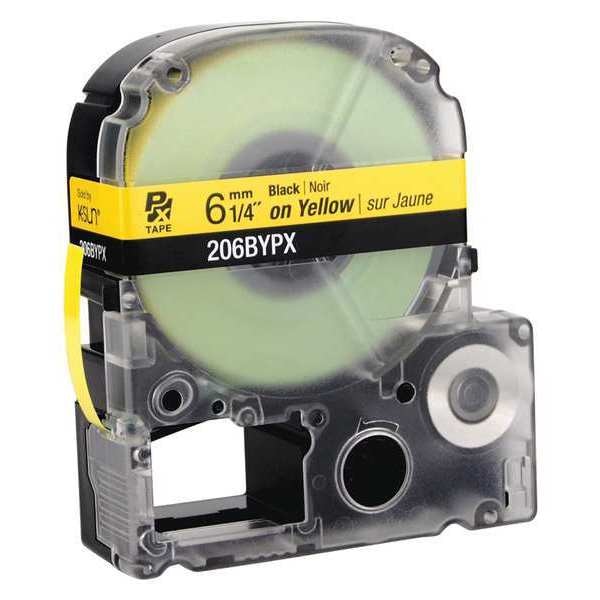 Cartridge Label, 1/4 in. W, Blk on Yellow