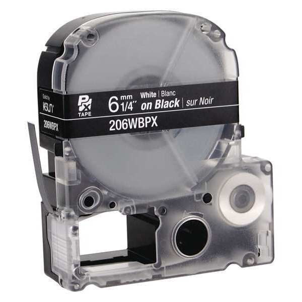 Cartridge Label, 1/4 in. W, White on Blk