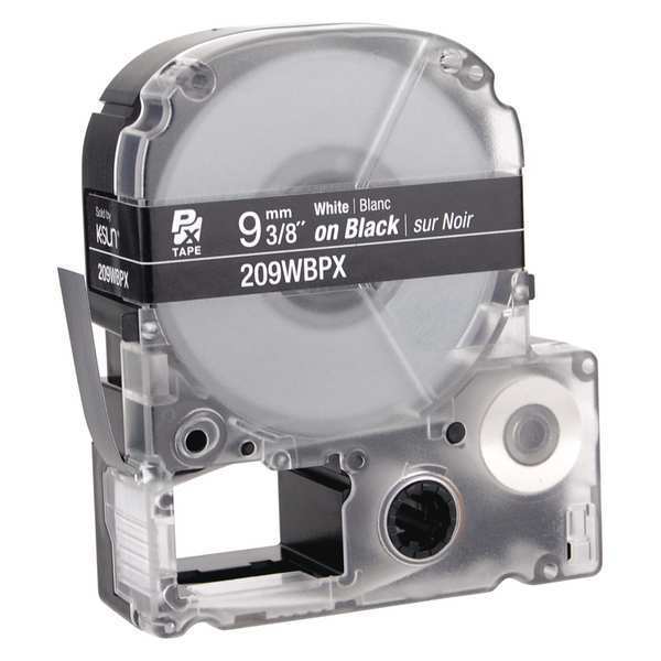 Cartridge Label, 3/8 in. W, White on Blk
