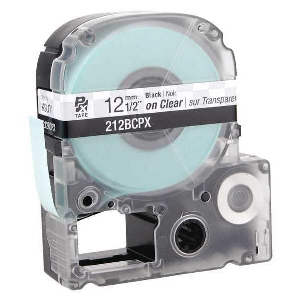 Cartridge Label, 1/2 in. W, Blk on Clear