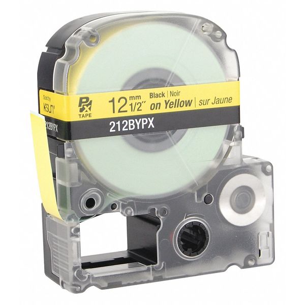 Cartridge Label, 1/2 in. W, Blk on Yellow