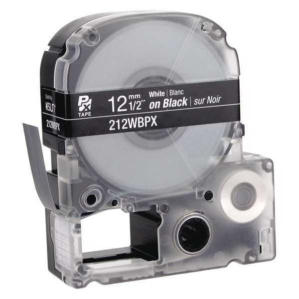 Cartridge Label, 1/2 in. W, White on Blk