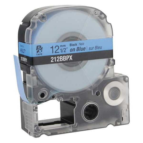 Cartridge Label, 1/2 in. W, Blk on Blue
