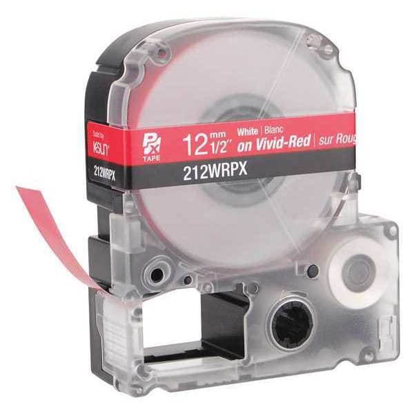 Cartridge Label, 1/2 in. W, White on Red