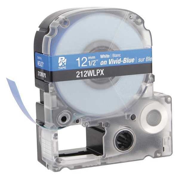 Cartridge Label, 1/2 in. W, White on Blue