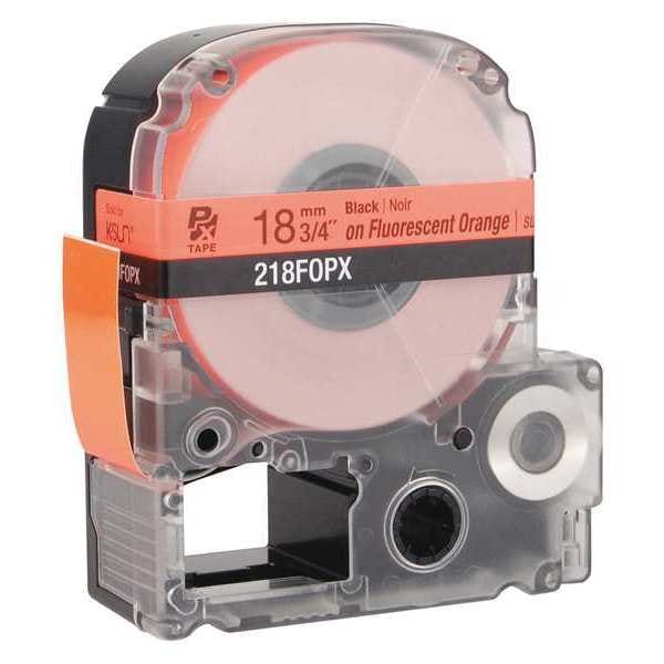 Label Cartridge, Black on Fluorescent Orange, Labels/Roll: Continuous