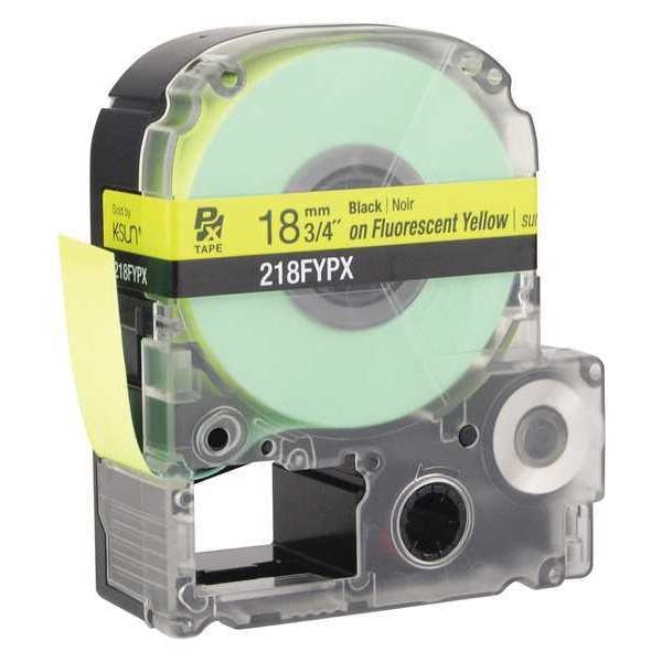 Label Cartridge, Black on Fluorescent Yellow, Labels/Roll: Continuous