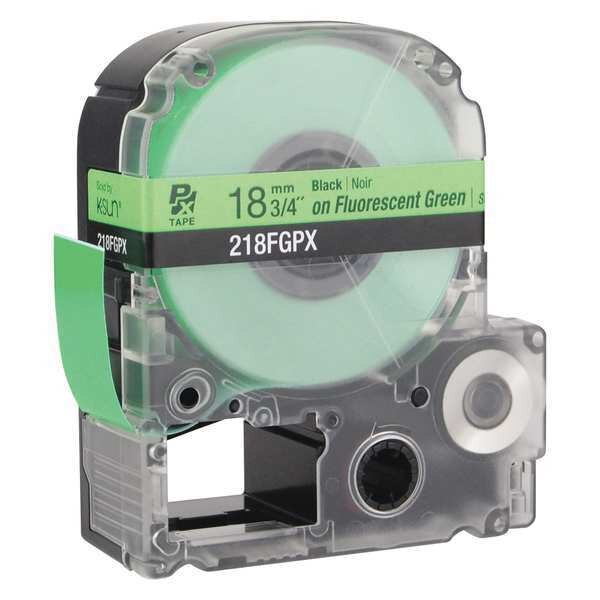 Label Cartridge, Black on Fluorescent Green, Labels/Roll: Continuous