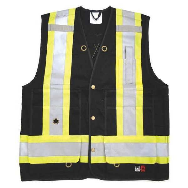 Safety Vest, Black, 2XL, 29-1/2
