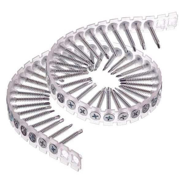 Drywall Screw, #6 x 1-1/4 in, Steel, Flat Head Phillips Drive, 4000 PK