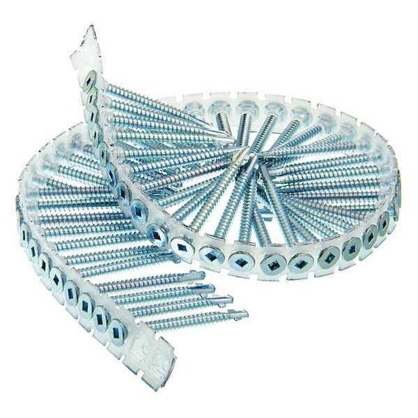 Drywall Screw, #8 x 2 in, Steel, Wafer Head Square Drive, 1000 PK