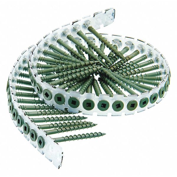 Wood Screw, #8, 2 in, Plain Steel Flat Head Square Drive, 1000 PK