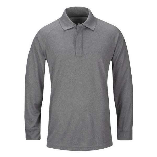 Long Sleeve Polo, XS, Heather Gray