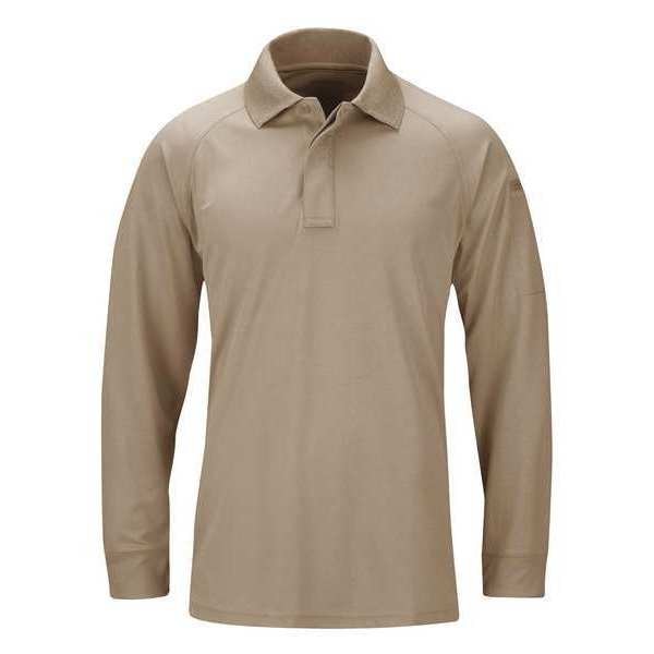 Long Sleeve Polo, 4XL, Silver Tan