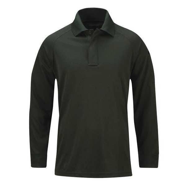 Long Sleeve Polo, S, Dark Green