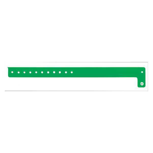 ID Wristband, Vinyl, L-Shaped, Green, PK500