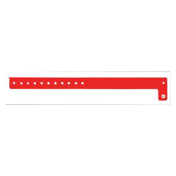 ID Wristband, Vinyl, L-Shaped, Red, PK500