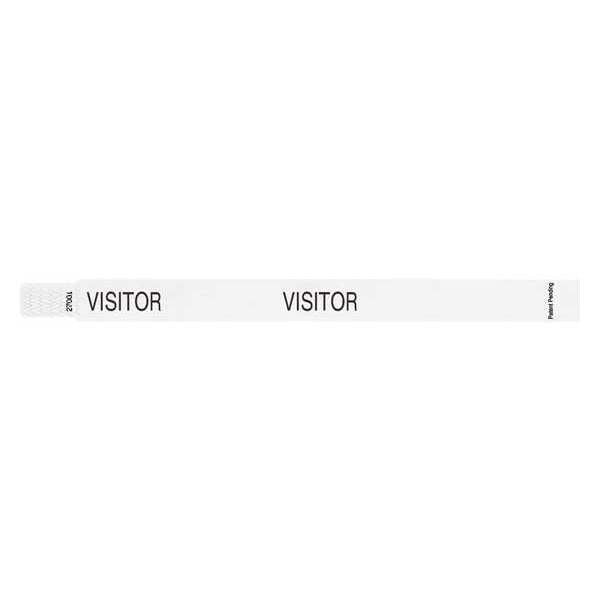 ID Wristband, White, 3/4in W, Visitor, PK500