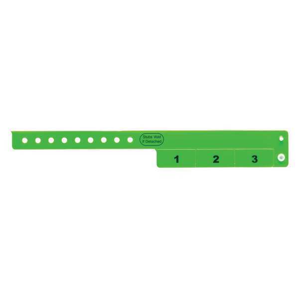 ID Wristband, Vinyl, Cash Tag, Green, PK500