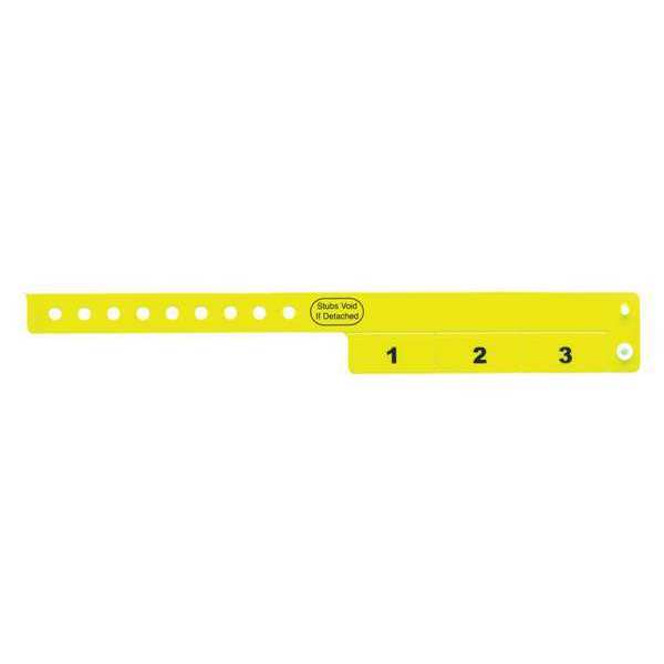ID Wristband, Vinyl, Cash Tag, Yellow, PK500