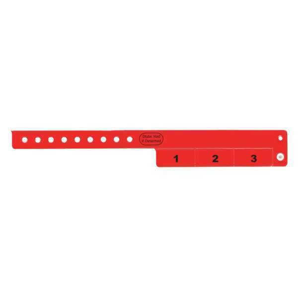 ID Wristband, Vinyl, Cash Tag, Red, PK500