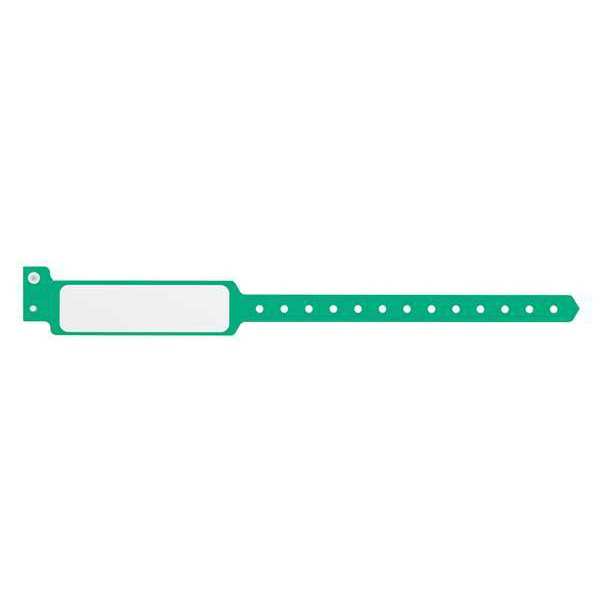 ID Wristband, Plastic, Wide, Green, PK500