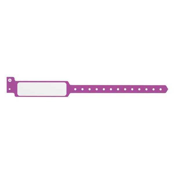 ID Wristband, Plastic, Wide, Purple, PK500