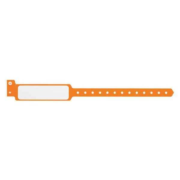 ID Wristband, Plastic, Wide, Orange, PK500
