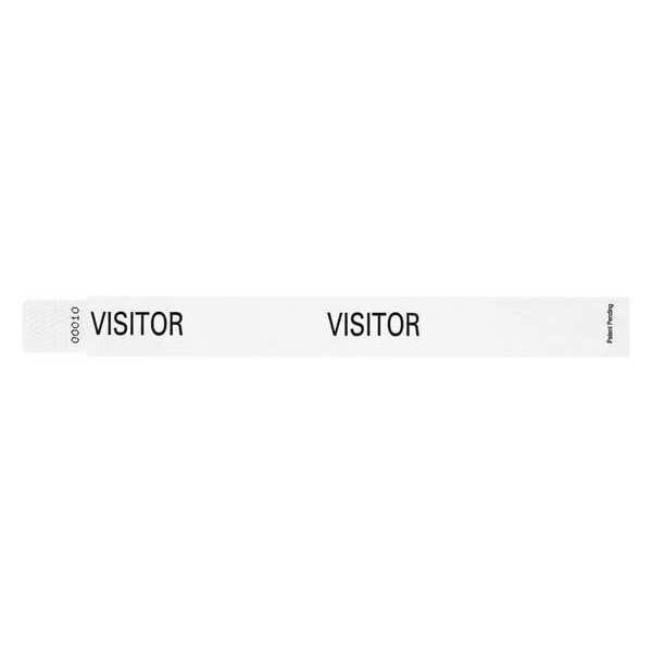 ID Wristband, White, 1 in. W, Visitor, PK500