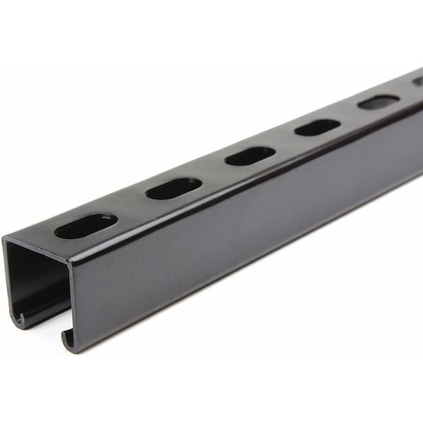 Strut Channel, 3 ft. L, Blk Painted Steel