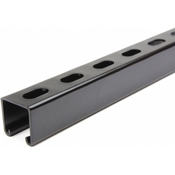 Strut Channel, 4 ft. L, Blk Painted Steel