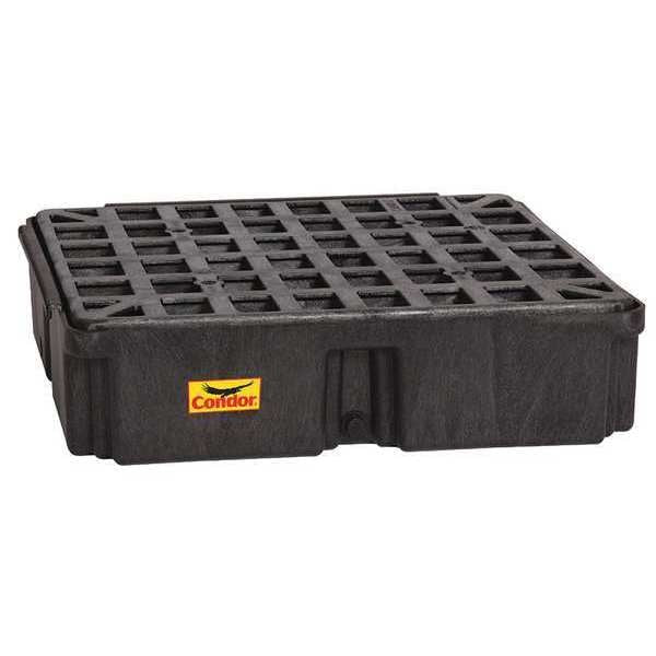 Drum Spill Containment Platform, 15 gal Spill Capacity, 1 Drum, 2000 lb., Polyethylene