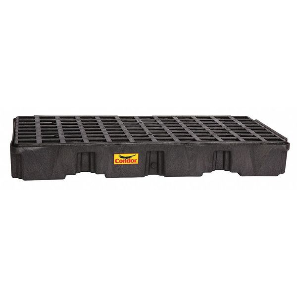 Drum Spill Containment Platform with Drain, 30 gal Spill Capacity, 2 Drum, 5000 lb., Polyethylene