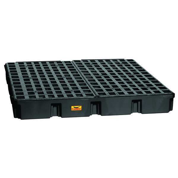 Drum Spill Containment Platform, 60.5 gal Spill Capacity, 4 Drum, 10,000 lb., Polyethylene