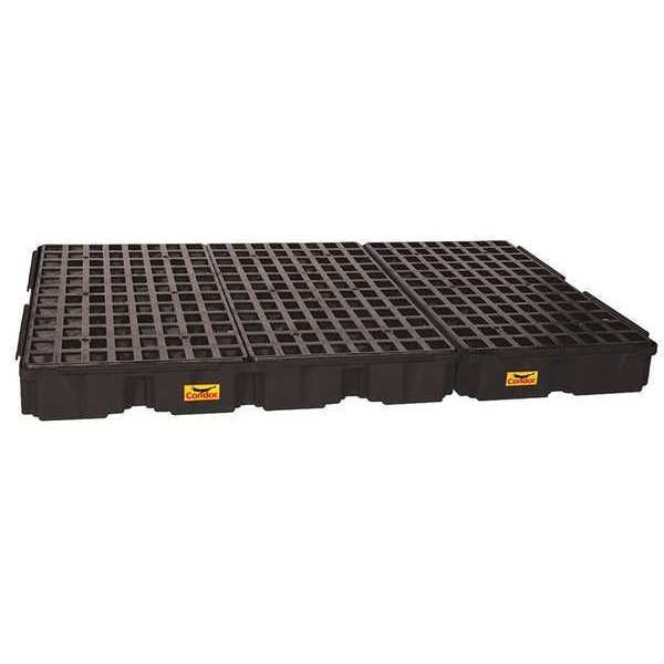 Drum Spill Containment Platform, 88 gal Spill Capacity, 6 Drum, 10,000 lb., Polyethylene