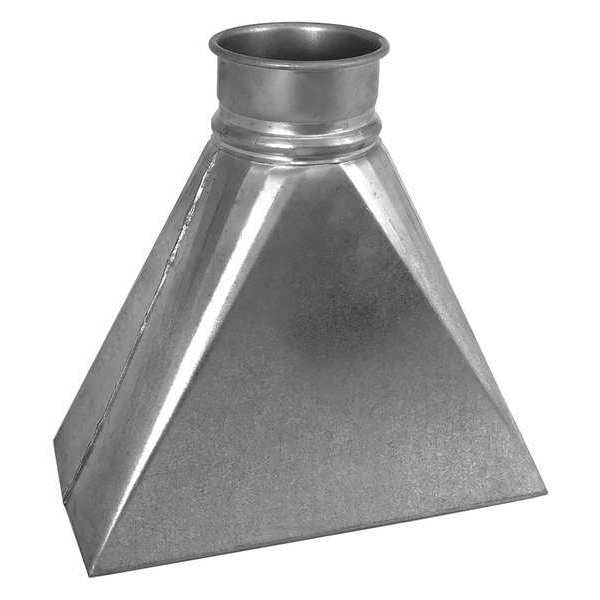 Round Router Hood, 5 in Duct Dia, Galvanized Steel, 20 GA, 12 in W, 12