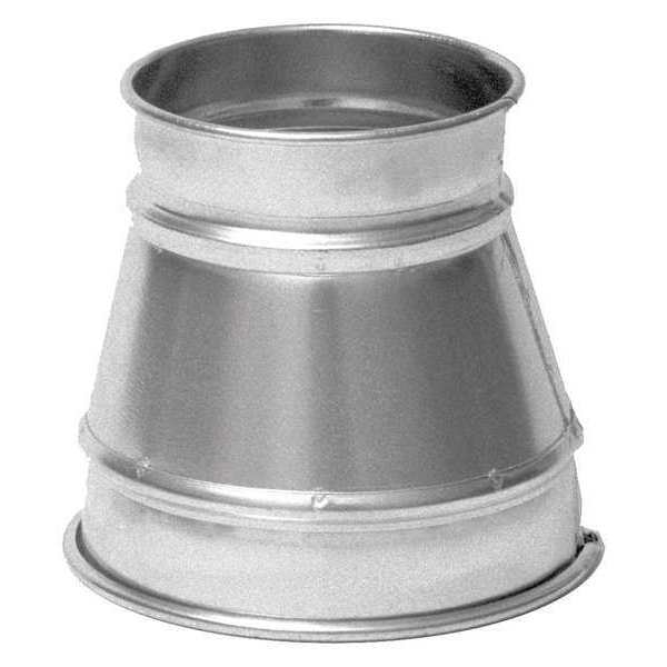 Round Reducer, 8 in x 6 in Duct Dia, 304 Stainless Steel, 22 GA, 8 in W, 8