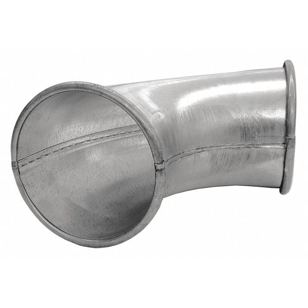 Round 90 Degree Elbow, 7 in Duct Dia, Galvanized Steel, 24 GA, 11 13/16 in W, 11-13/16