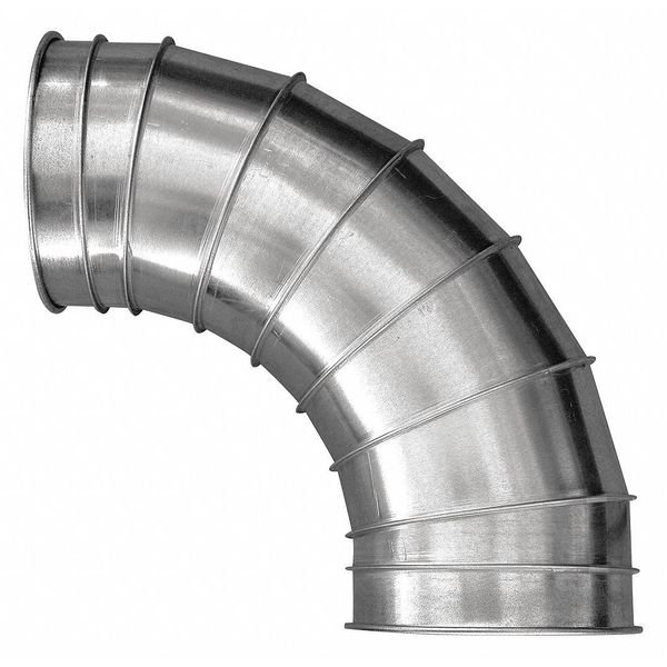 Round 90 Degree Elbow, 9 in Duct Dia, 304 Stainless Steel, 22 GA, 20 1/4 in W, 20-1/4