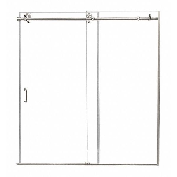 Shower Door, Aluminum, Nickel, 60