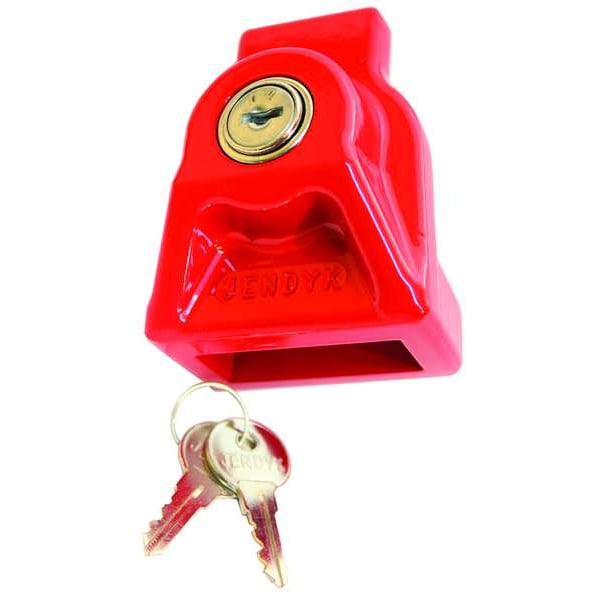 Gladhand Lock, Keyed Alike, 2 Keys, 1 7/8 in x 3/4 in Port Size, Aluminum, Red