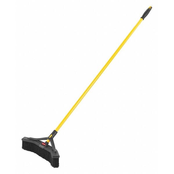 18 in Sweep Face Broom, Medium, Synthetic, Black, 58 in L Handle
