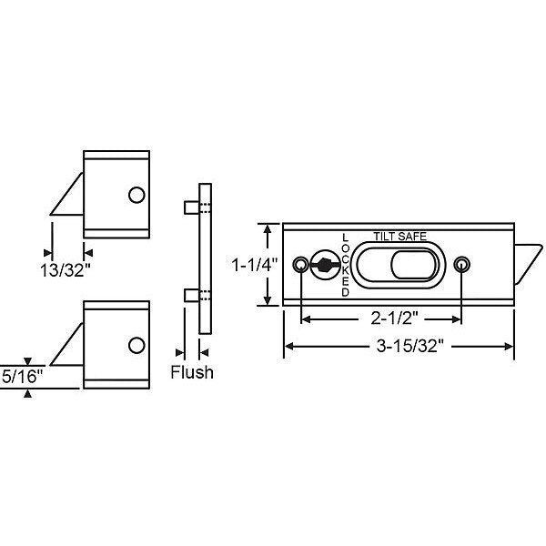 Tilt Slide Latch, Tilt Window, 3-15/32